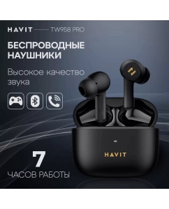 Купить Наушники беспроводные TWS HAVIT TW958 PRO IPX5, микрофоном, шумоподавление игровые черные в E-mobi