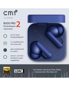 Купить Беспроводные наушники CMF Buds Pro 2 Blue (249552944) в E-mobi