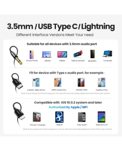 Купить Наушники UGREEN EP103 (30631) In-Ear Earphones with Lightning Connector. Черный  в E-mobi