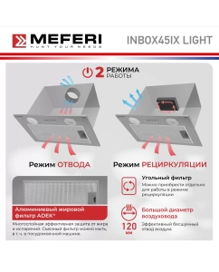 Купить Вытяжка встраиваемая MEFERI INBOX45IX LIGHT серебристый  в E-mobi