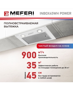 Купить Вытяжка встраиваемая Meferi INBOX45WH POWER белый в E-mobi