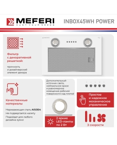 Купить Вытяжка встраиваемая Meferi INBOX45WH POWER белый  в E-mobi