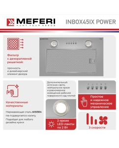 Купить Вытяжка встраиваемая MEFERI INBOX45IX POWER серебристый  в E-mobi