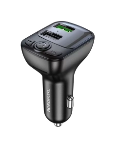 Купить FM-трансмиттер + автомобильное зарядное устройство Borofone BC41 2USB QC3.0 1.0A W18 Black  в E-mobi