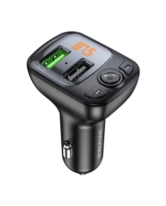 Купить FM-трансмиттер + автомобильное зарядное устройство Borofone BC41 2USB QC3.0 1.0A W18 Black  в E-mobi