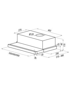 Купить Вытяжка встраиваемая MAUNFELD VS Light 50 серебристый  в E-mobi