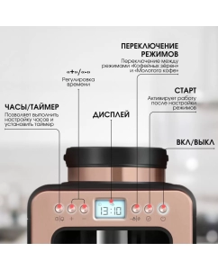 Купить Кофеварка капельного типа BQ CM7001 золотистый, розовый, черный  в E-mobi