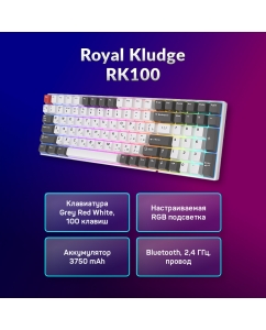 Купить Беспроводная клавиатура Royal Kludge RK100 белый (6935280824067)  в E-mobi