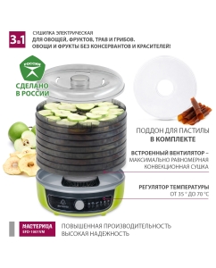 Купить Сушилка для овощей и фруктов Мастерица EFD-1001VM зеленый  в E-mobi