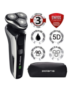 Купить Электробритва Polaris PMR 0307RC wet&dry PRO 5 blades+, черная в E-mobi