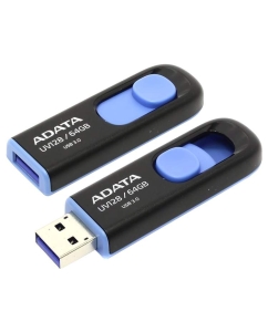 Купить Флешка ADATA UV128 64ГБ Blue/Black (AUV128-64G-RBE)  в E-mobi