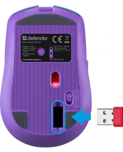 Купить Беспроводная мышь Defender Mystery MM-301 фиолетовый (52301)  в E-mobi