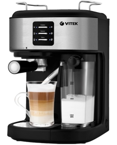 Купить Рожковая кофемашина VITEK Metropolis VT-8489 серебристый, черный в E-mobi