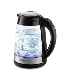 Купить Чайник электрический Kitfort КТ-6126 1.7 л черный, прозрачный, серебристый в E-mobi