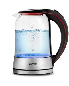 Купить Чайник электрический VITEK VT-7009 1.7 л прозрачный, черный, серебристый, красный в E-mobi