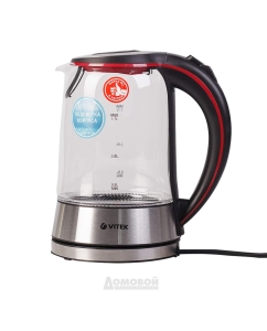 Купить Чайник электрический VITEK VT-7009 1.7 л прозрачный, черный, серебристый, красный  в E-mobi