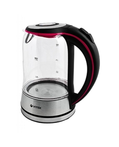 Купить Чайник электрический VITEK VT-7009 1.7 л прозрачный, черный, серебристый, красный  в E-mobi