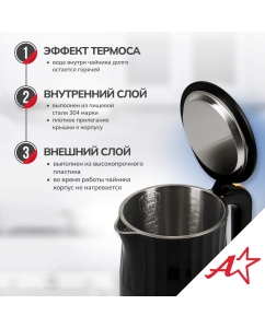 Купить Чайник электрический Atlanta ATH-2536 1.7 л черный  в E-mobi
