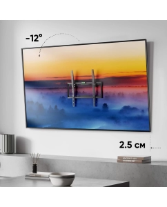 Купить Кронштейн для телевизора настенный 37"-70" TME-64 наклонный, до 55 кг, чёрный  в E-mobi