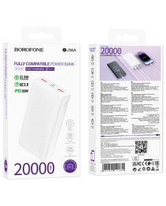 Купить Внешний аккумулятор Borofone BJ56A 20000 мА/ч для мобильных устройств, белый  в E-mobi