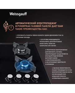 Купить Встраиваемая варочная панель газовая Weissgauff HGG 640 BG черный  в E-mobi
