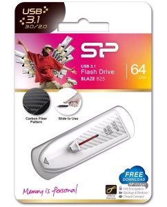 Купить Флешка Silicon Power 64Gb Blaze B25 white USB 3.1  в E-mobi