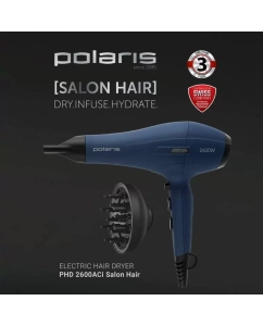 Купить Фен Polaris PHD 2600ACi 2600 Вт синий  в E-mobi