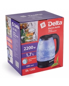 Купить Чайник электрический Delta DL-1203 1.7 л черный, прозрачный  в E-mobi
