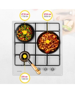 Купить Встраиваемая варочная панель газовая Simfer H45V30W470 белый  в E-mobi
