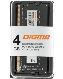Купить Оперативная память DIGMA (DGMAS42666004S), DDR4 1x4Gb, 2666MHz  в E-mobi