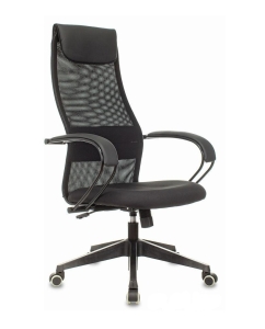 Купить Кресло Бюрократ CH-607 (сетка/ткань с подголов. крестовина пластик ) Черный в E-mobi