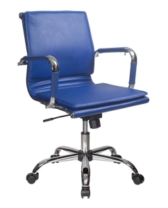 Купить Кресло руководителя Бюрократ CH-993-LOW/BLUE, синий/хром в E-mobi
