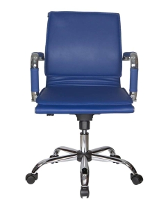 Купить Кресло руководителя Бюрократ CH-993-LOW/BLUE, синий/хром  в E-mobi