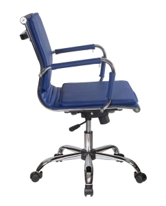 Купить Кресло руководителя Бюрократ CH-993-LOW/BLUE, синий/хром  в E-mobi