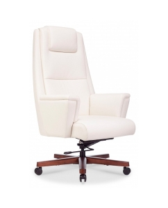 Купить Кресло руководителя БЮРОКРАТ _DUKE, на колесиках, кожа, белый [_duke/white] в E-mobi