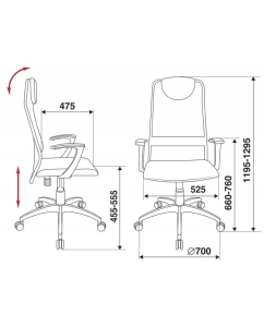 Купить Кресло руководителя Бюрократ KB-8/DG/TW-12 496676, серый  в E-mobi