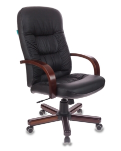 Купить Кресло руководителя Бюрократ T-9908/WALNUT, черный/коричневый в E-mobi