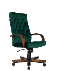 Купить Кресло компьютерное руководителя Бюрократ T-9928WALNUT/FABR/GN, зеленый в E-mobi