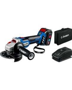 Купить Бесщеточная угловая шлифмашина ЗУБР Профессионал 1 АКБ, 4 Ач, в сумке, 20В AB-125-41 в E-mobi
