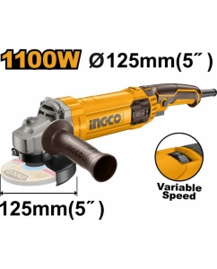 Купить Угловая шлифовальная машина INGCO 1100 Вт, 125 мм INDUSTRIAL AG1100385  в E-mobi