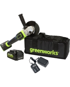 Купить Аккумуляторная угловая шлифовальная машина Greenworks 24V, бесщеточная, c 1хАКБ 4 Ач и ЗУ в сумке 3200207UB  в E-mobi