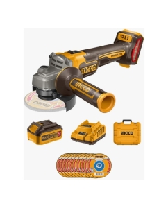 Купить Аккумуляторная угловая шлифмашина INGCO 20В, 115 мм, 1хАКБ, 4А*ч и ЗУ CAGLI211541 в E-mobi