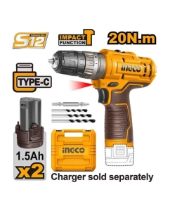 Купить Аккумуляторная ударная дрель-шуруповерт INGCO Li-Ion CIDLI12202  в E-mobi