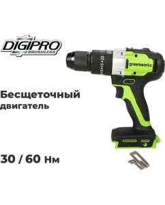 Купить Дрель-шуруповерт ударная GreenWorks GD24DD60, 24V, б/щет, 0-450/0-1700 об/мин, 30/60Нм, 1x2Ач, ЗУ, кор 3704107VUA  в E-mobi