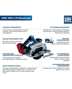 Купить Аккумуляторная циркулярная пила Bosch GKS 185-LI (1 Ак.Б) 06016C1223  в E-mobi