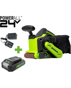 Купить Ленточная шлифовальная машина GreenWorks G24BS, 24V, б/щет, 76х457мм, 259 м/мин, 1x2Ач,ЗУ, коробка 3100607VUA в E-mobi