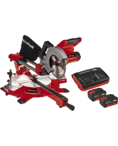 Купить Торцовочная аккумуляторная пила Einhell PXC TE-SM 36/210 Li,2х18В, 210х30 мм, пр-л 310х65 мм, лазер+2 аккумулятора, 4Ач+двойное ЗУ 4300880SET в E-mobi