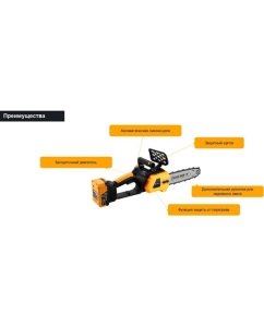 Купить Пила цепная аккумуляторная бесщеточная DEKO DKCHS 20, 12, 20В, 1x5.0Ач, з/у 085-2001  в E-mobi