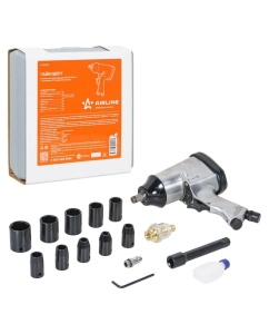 Купить Пневматический ударный гайковерт Airline 1/2&quot;DR 312Нм, с головками, 17 предметов, кейс ATAZ102  в E-mobi