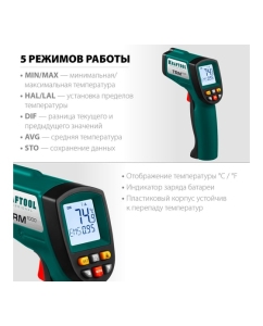 Купить Инфракрасный пирометр KRAFTOOL Professional TRM-1000 -50С +950С 45703-950  в E-mobi